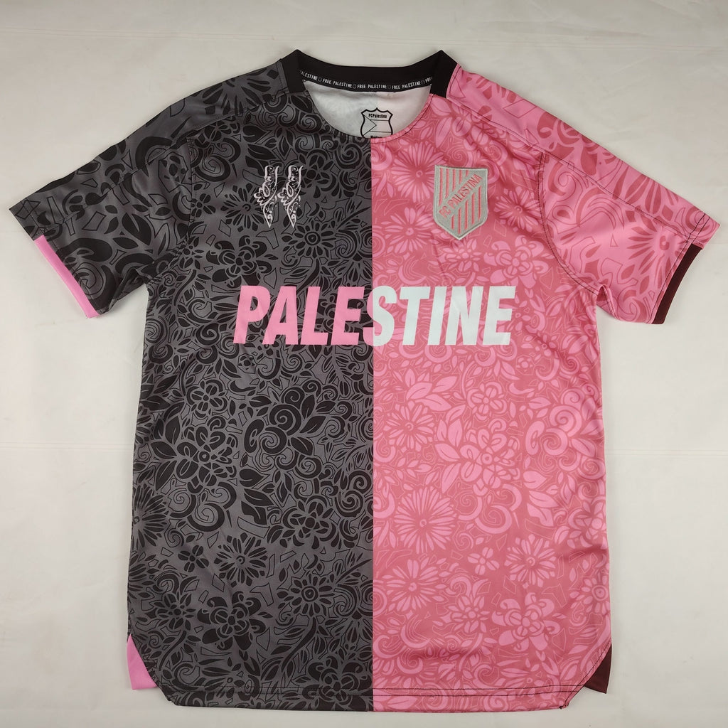 Palestine 2025-2026 Black Pink Short Sleeve English Jersey image 0
