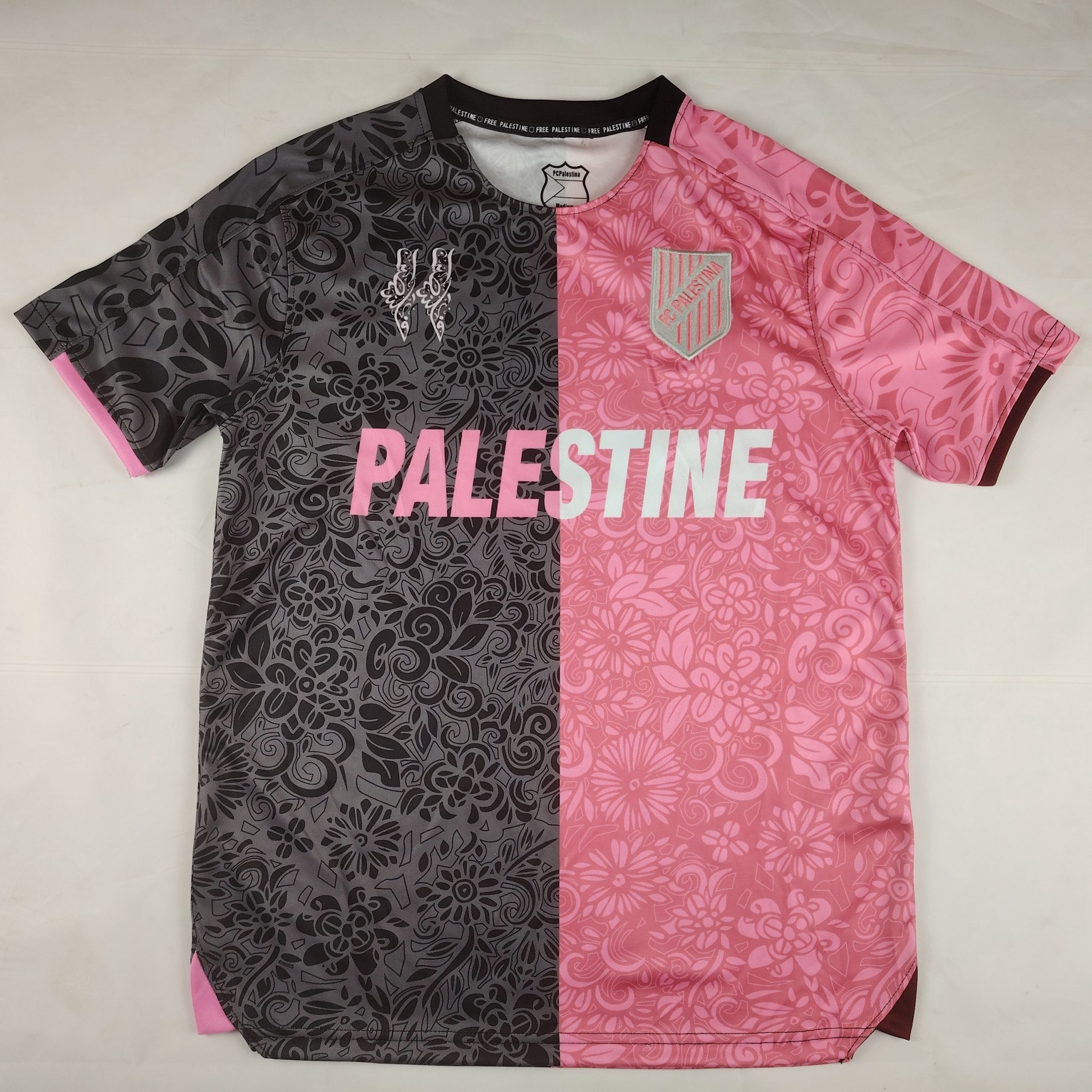 Palestine 2025-2026 Black Pink Short Sleeve English Jersey image 0