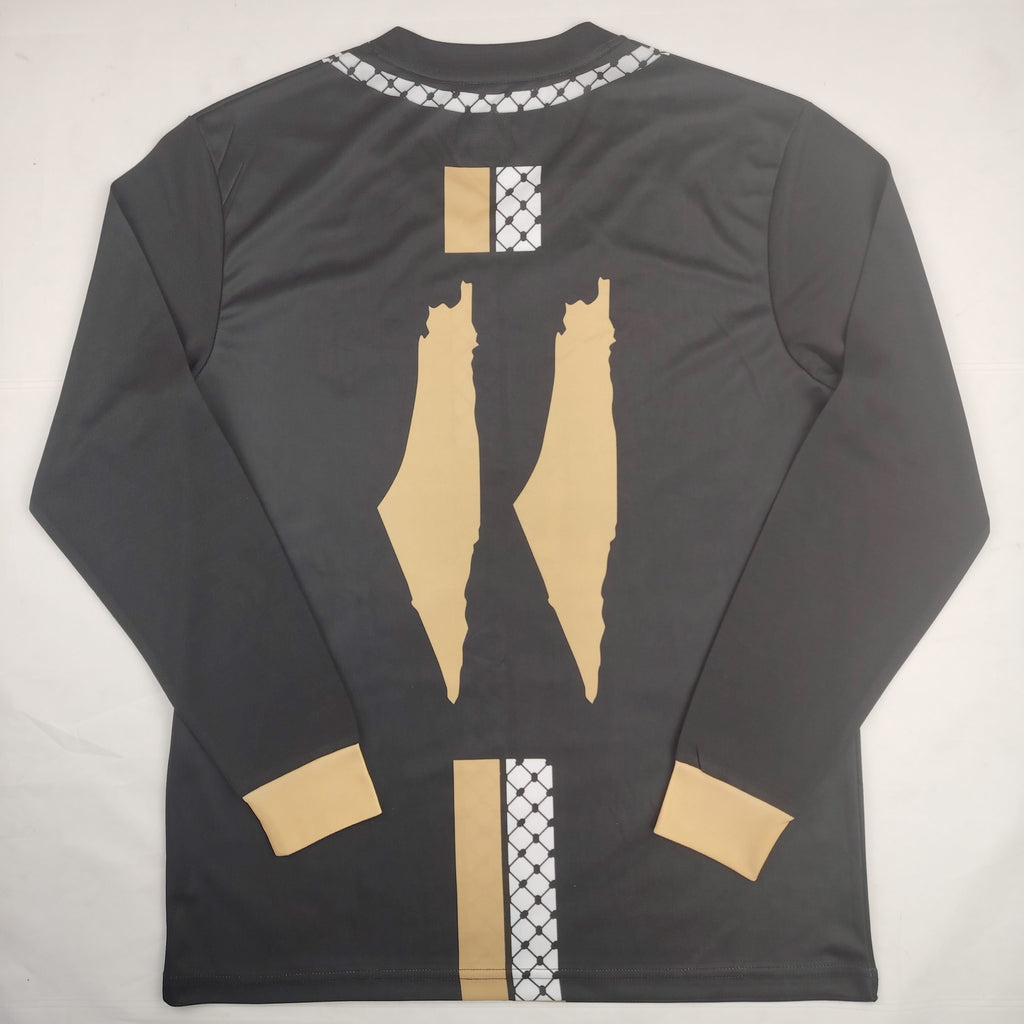 Palestinian 24/25 Long Sleeve Arabic Black Gold Special Jersey image 1