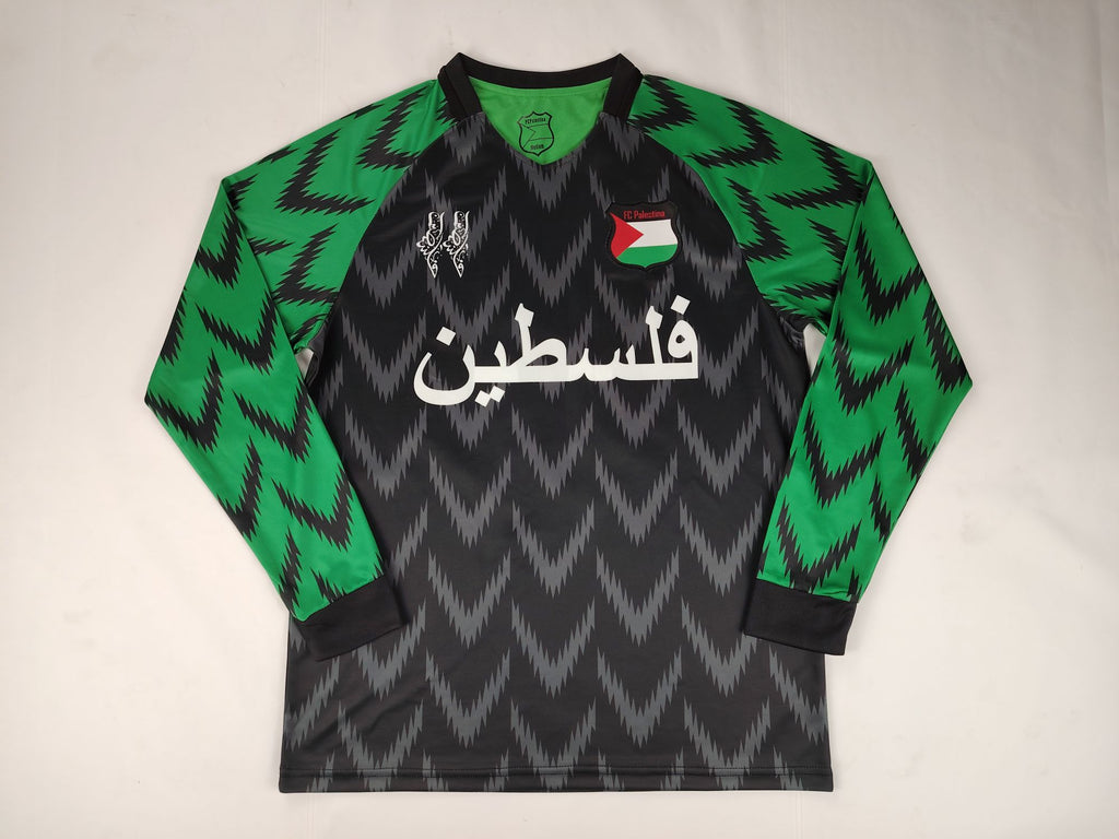 Palestinian 2024-25 Long Sleeve Alternating Black-Green Jersey image 0