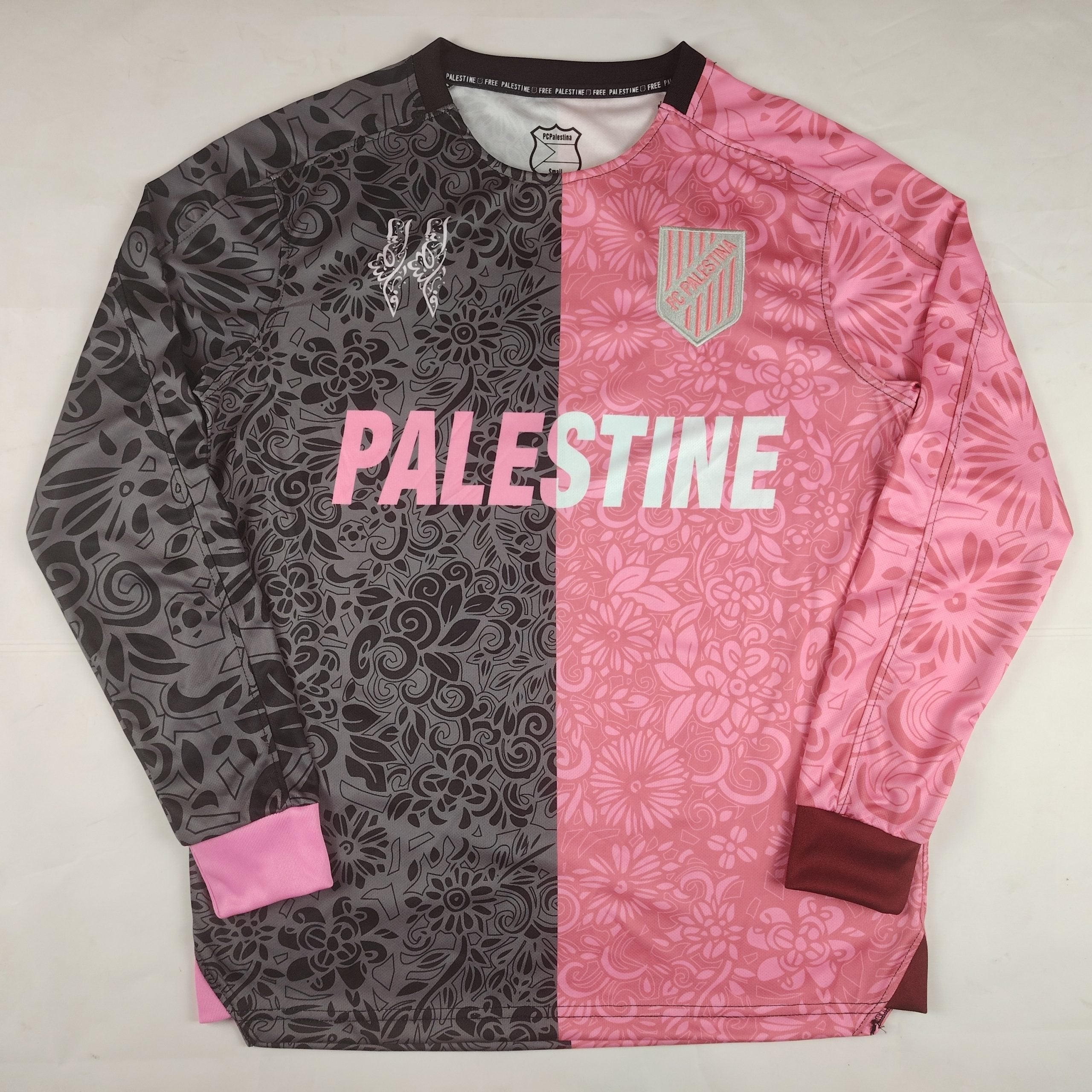 Palestine 2025-2026 Black Pink Long Sleeve English Jersey image 0