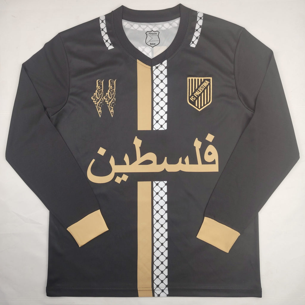 Palestinian 24/25 Long Sleeve Arabic Black Gold Special Jersey image 0