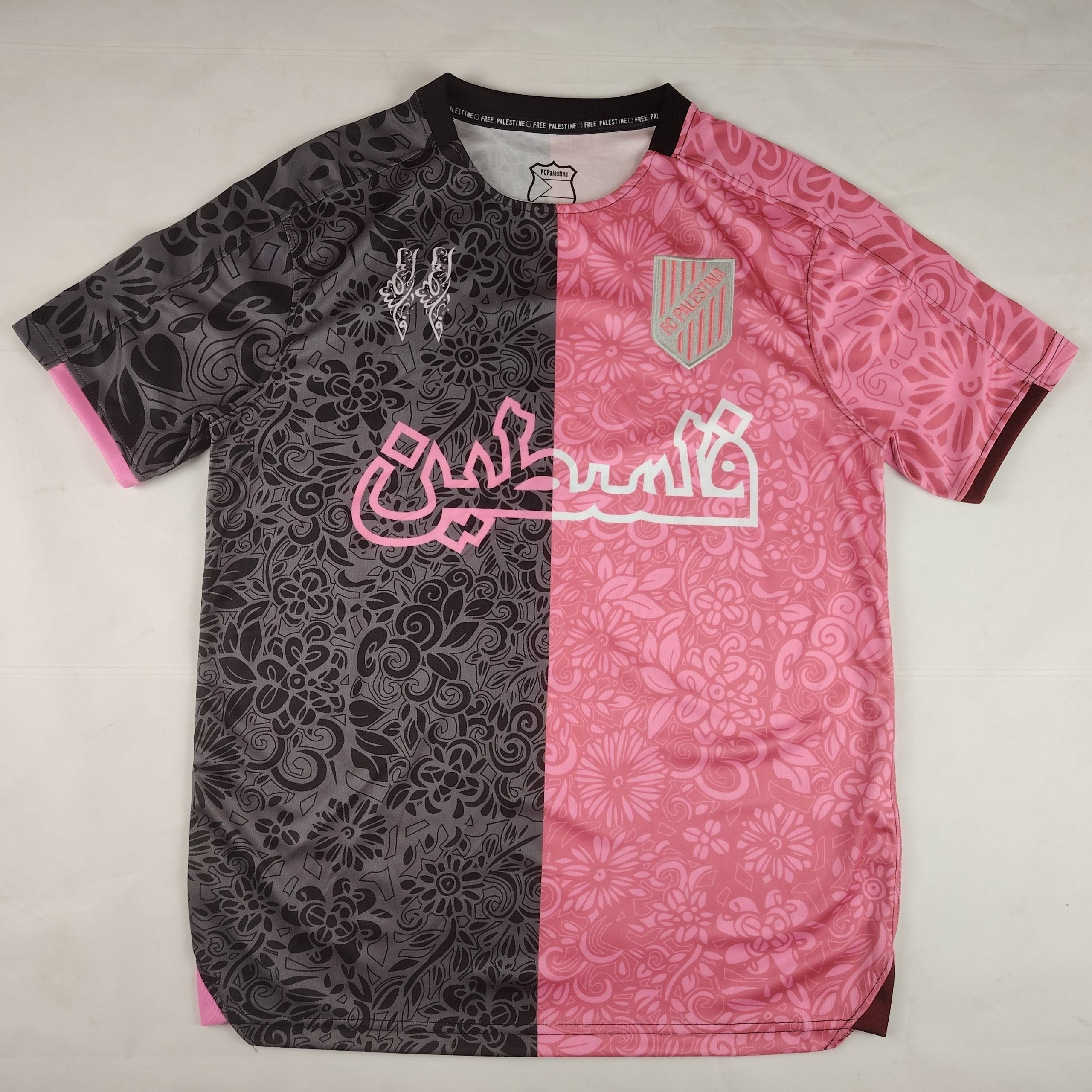 Palestine 2025-2026 Black Pink Short Sleeve Arabic Jersey image 2